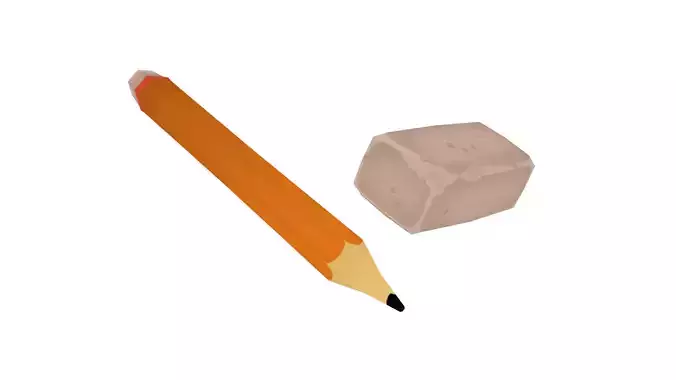 Pencil and Eraser - Hand Painted