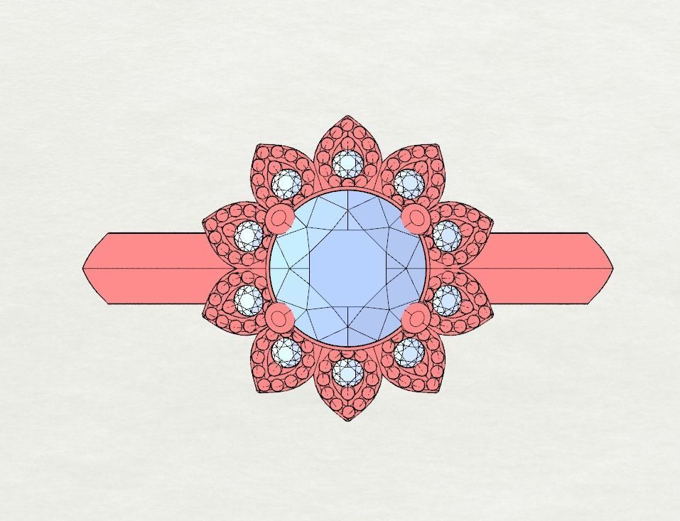 Flower Engagement Ring  3D print model_15