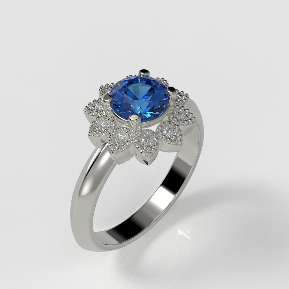 Flower Engagement Ring  3D print model_1