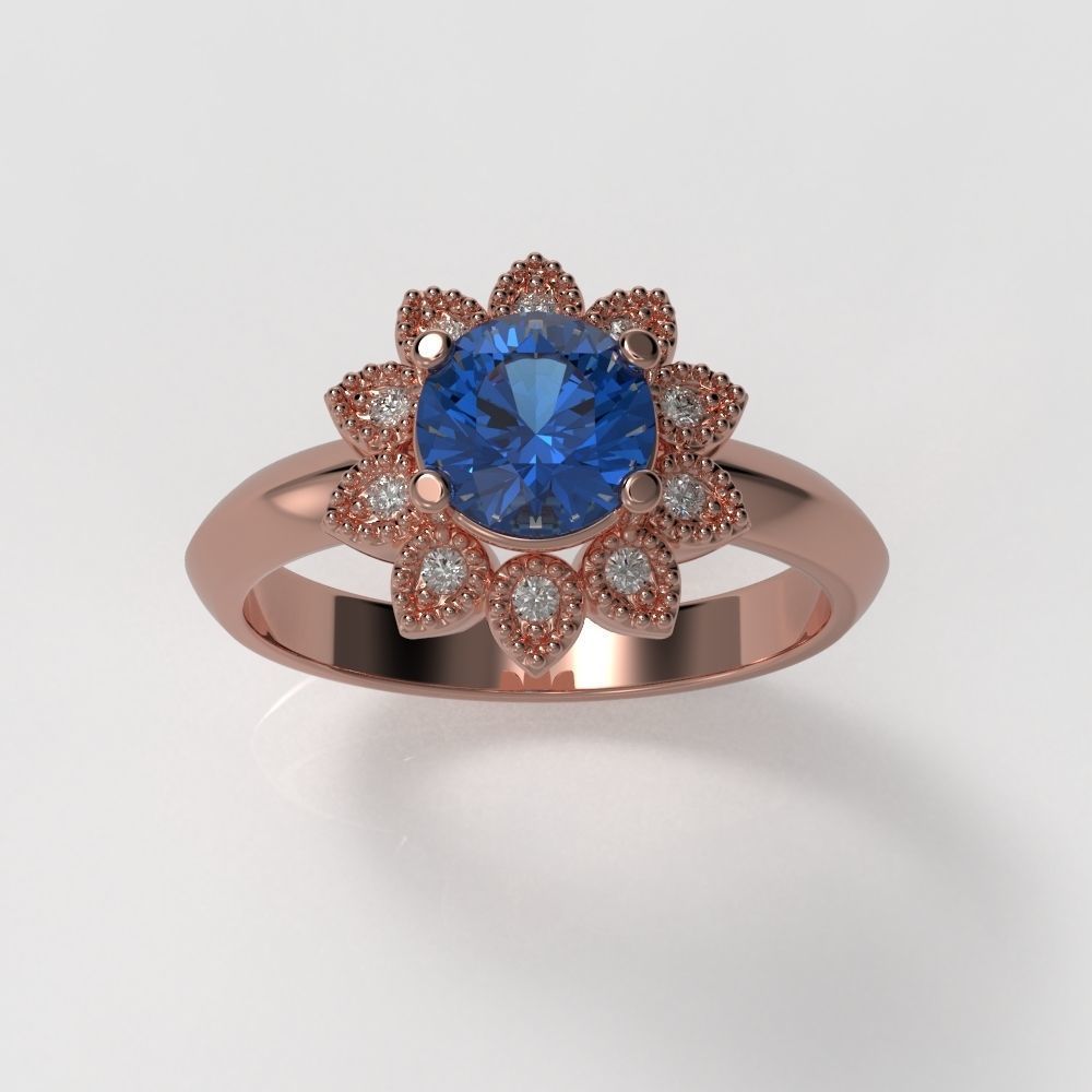 Flower Engagement Ring  3D print model_20