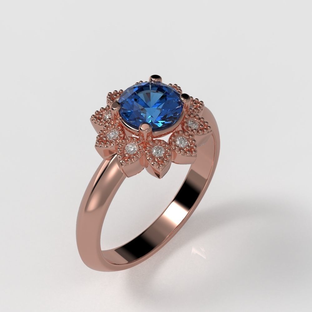 Flower Engagement Ring  3D print model_19