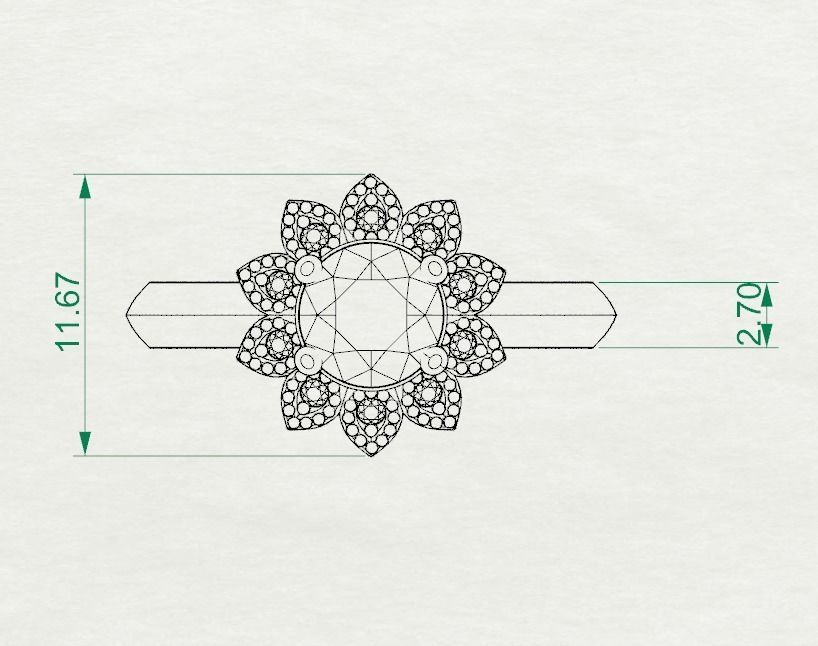 Flower Engagement Ring  3D print model_9