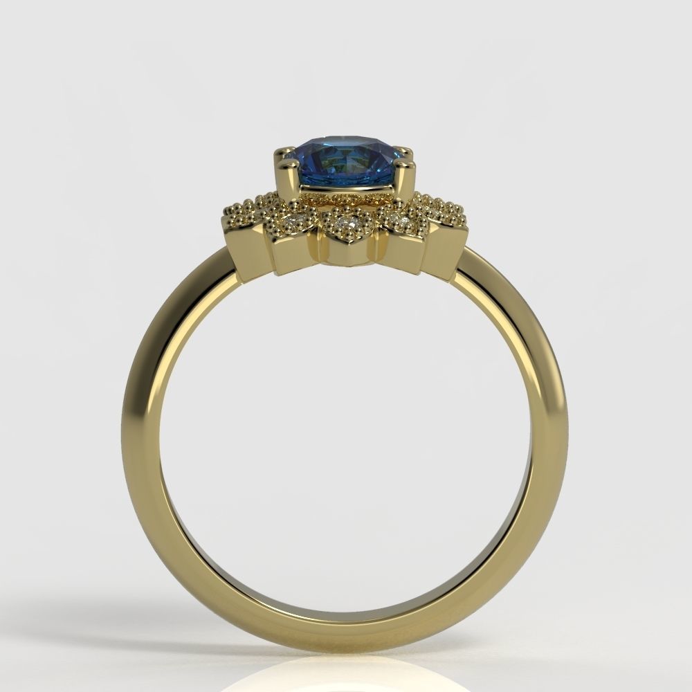 Flower Engagement Ring  3D print model_6