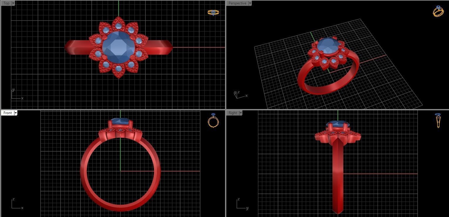 Flower Engagement Ring  3D print model_13