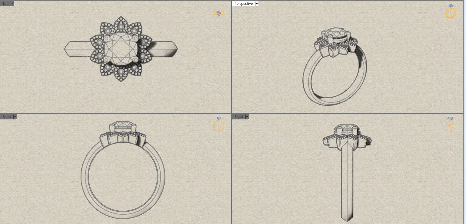 Flower Engagement Ring  3D print model_14