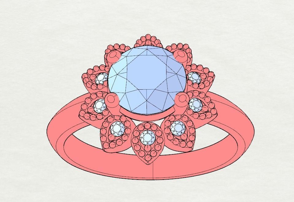 Flower Engagement Ring  3D print model_18