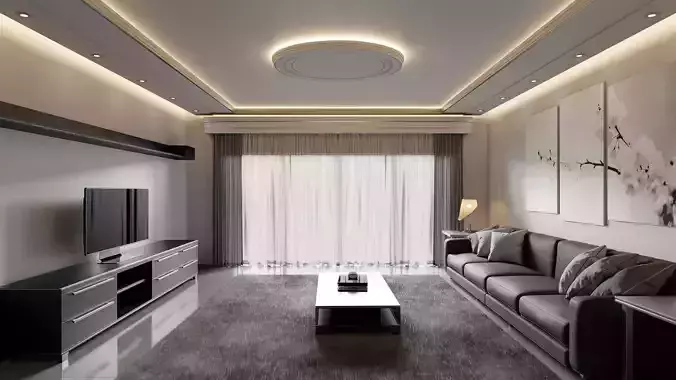 Ultramodern Living Room 3D Model 3D model