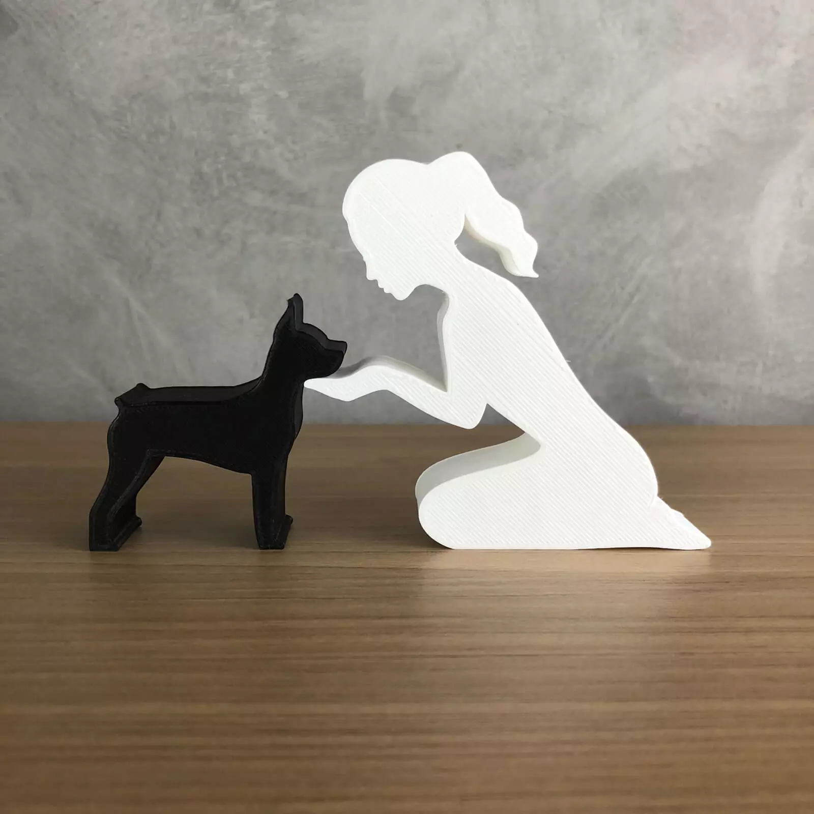 Girl and her Pinscher -tied hair- for 3D printer 3D print model