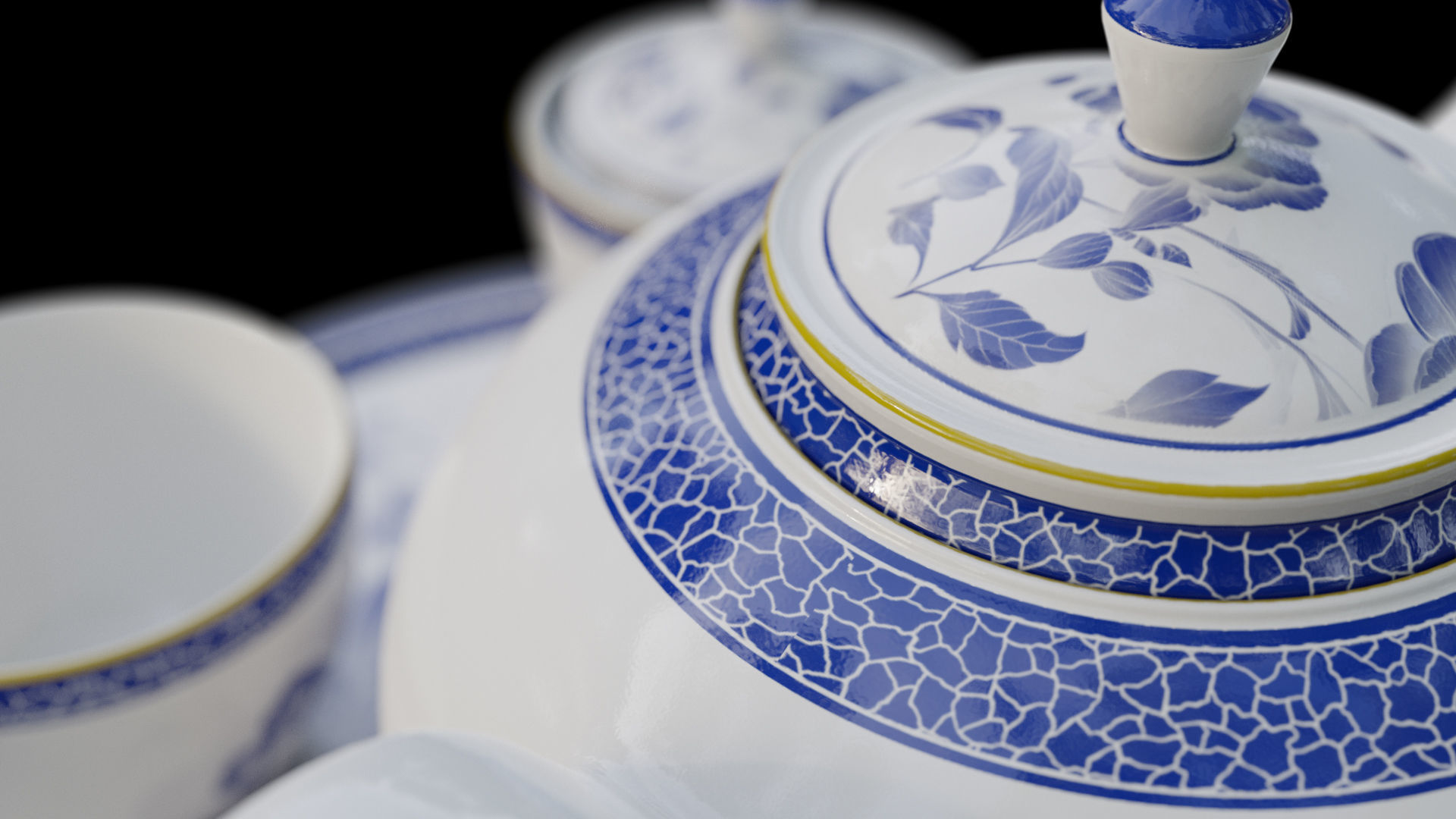 Porcelain Tea Set 3D model_4