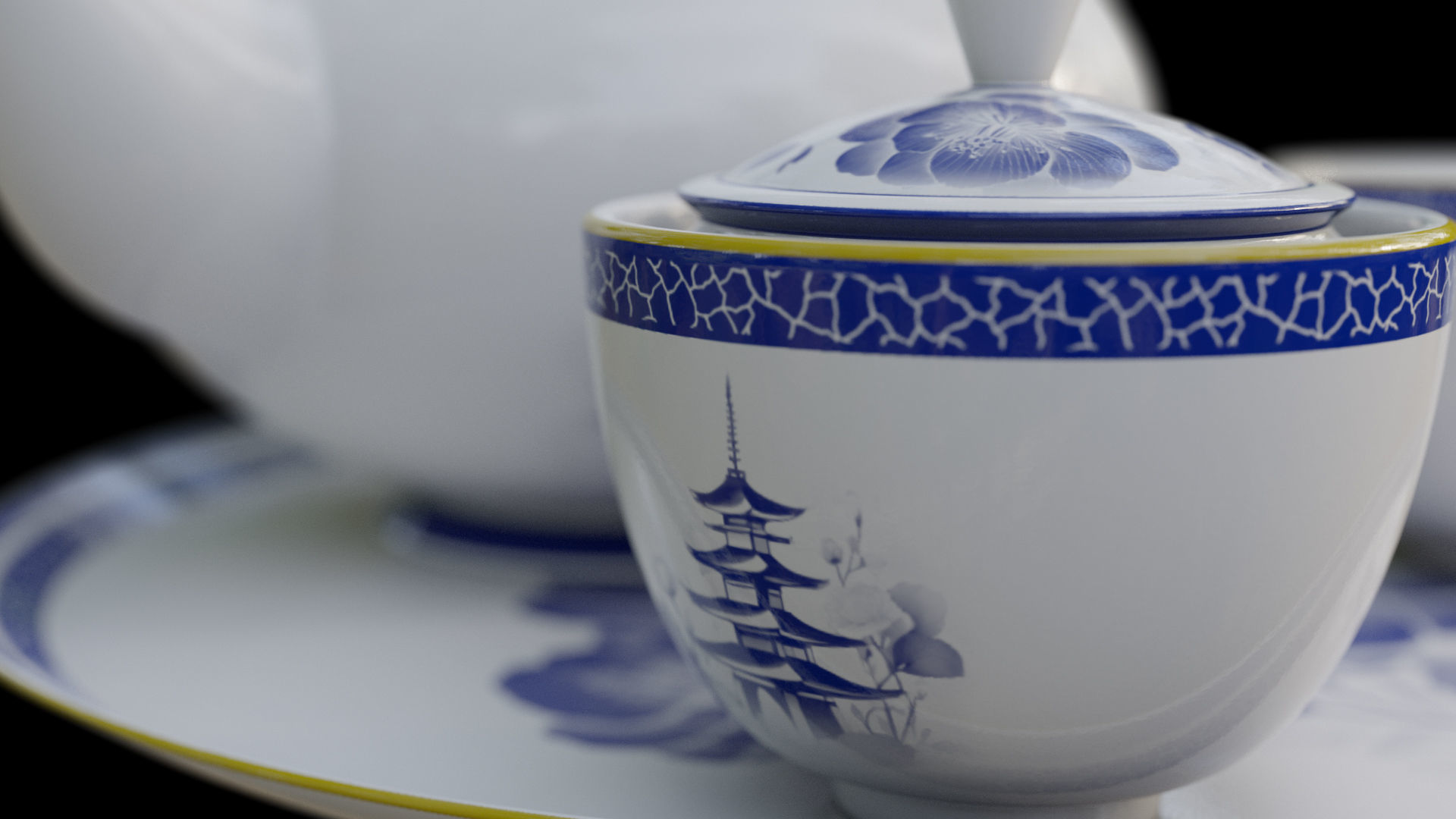 Porcelain Tea Set 3D model_6