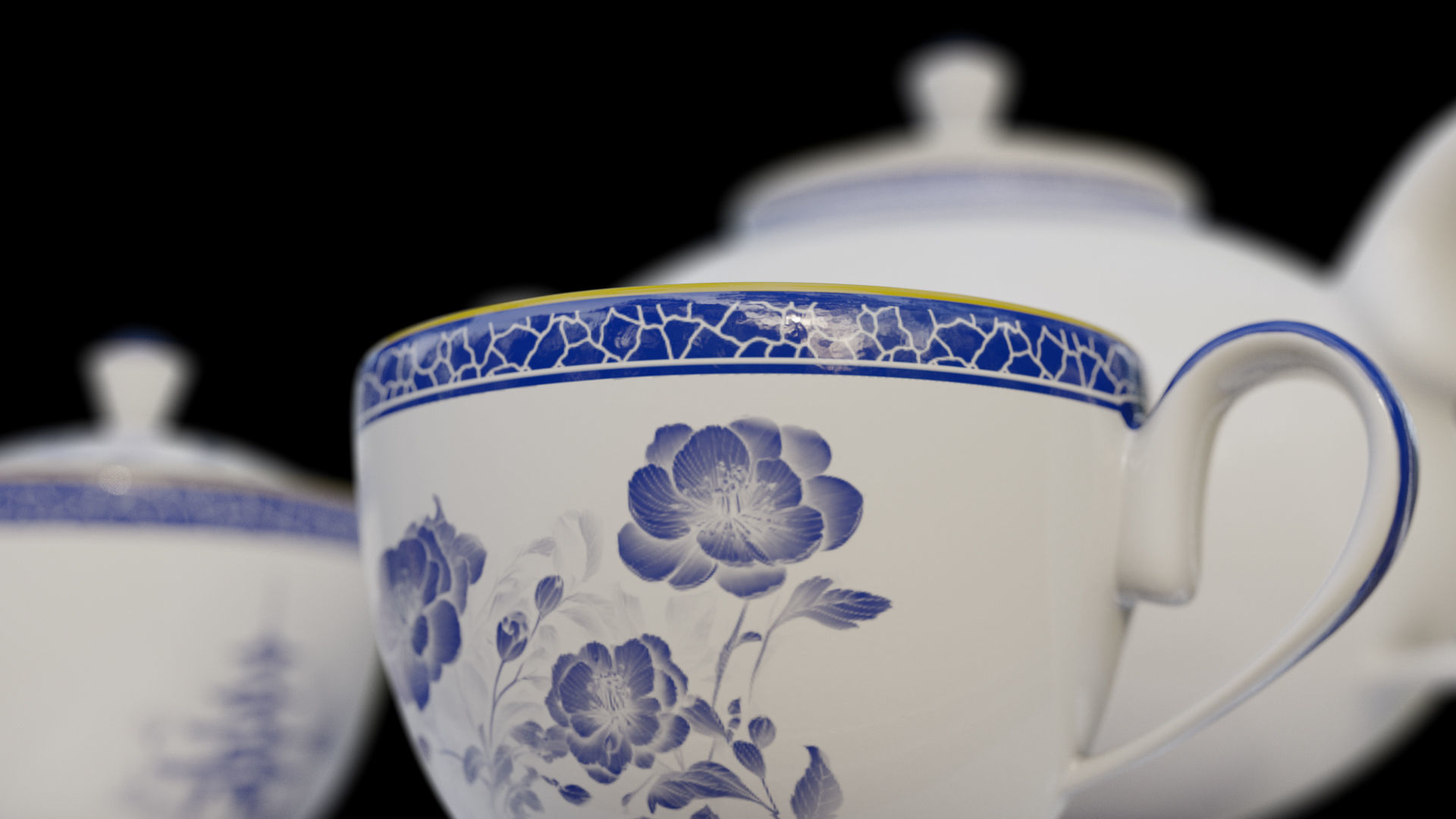 Porcelain Tea Set 3D model_5