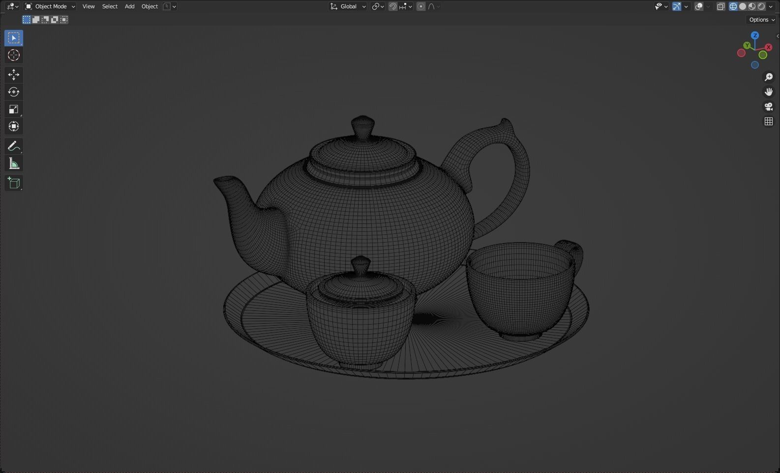 Porcelain Tea Set 3D model_8
