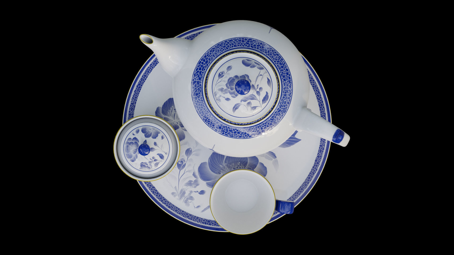 Porcelain Tea Set 3D model_2