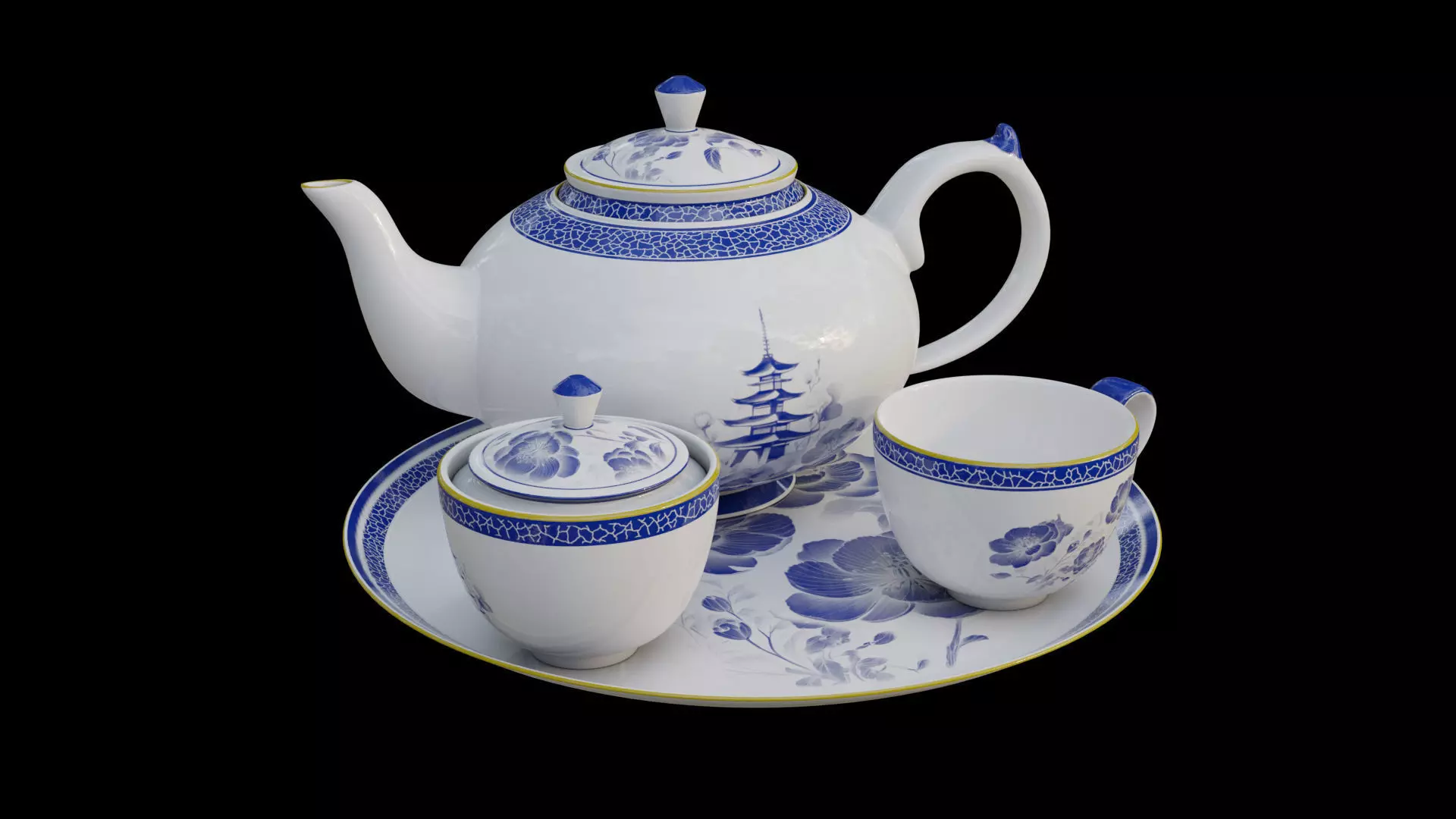 Porcelain Tea Set 3D model_0