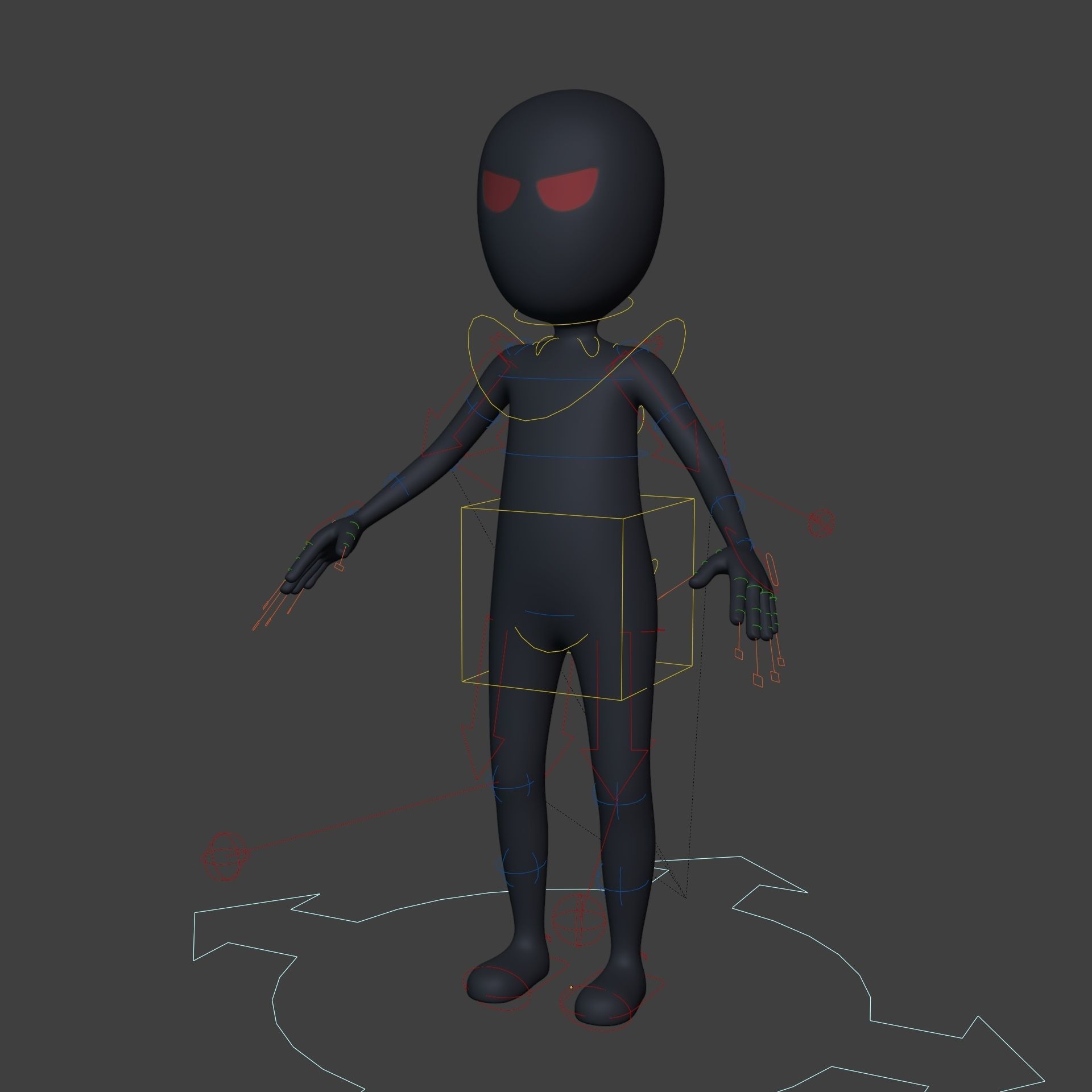 Cartoon Rigged Characters - Stickman - Ninja - Monster Low-poly 3D model_1