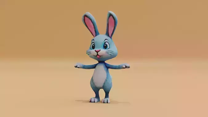 Rabbit Bunny Character T-Pose Low-poly 3D model