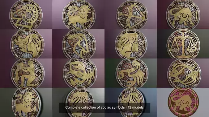 Complete collection of zodiac symbols 