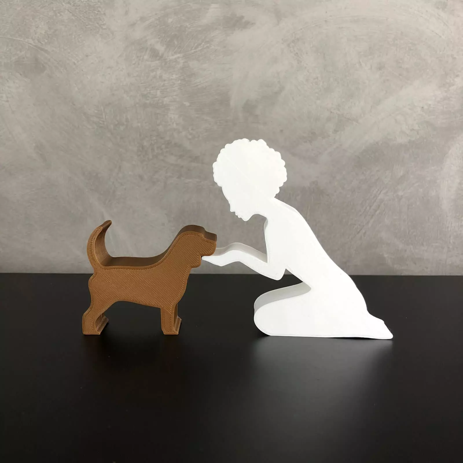 Girl and her Beagle -afro hair- for 3D printer or laser cut 3D print model