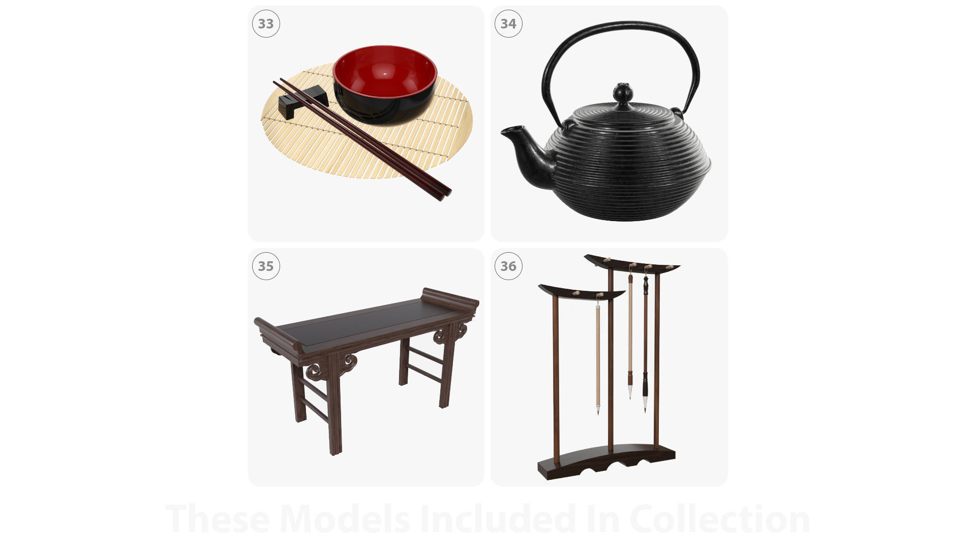 Japanese table items 3D model_5