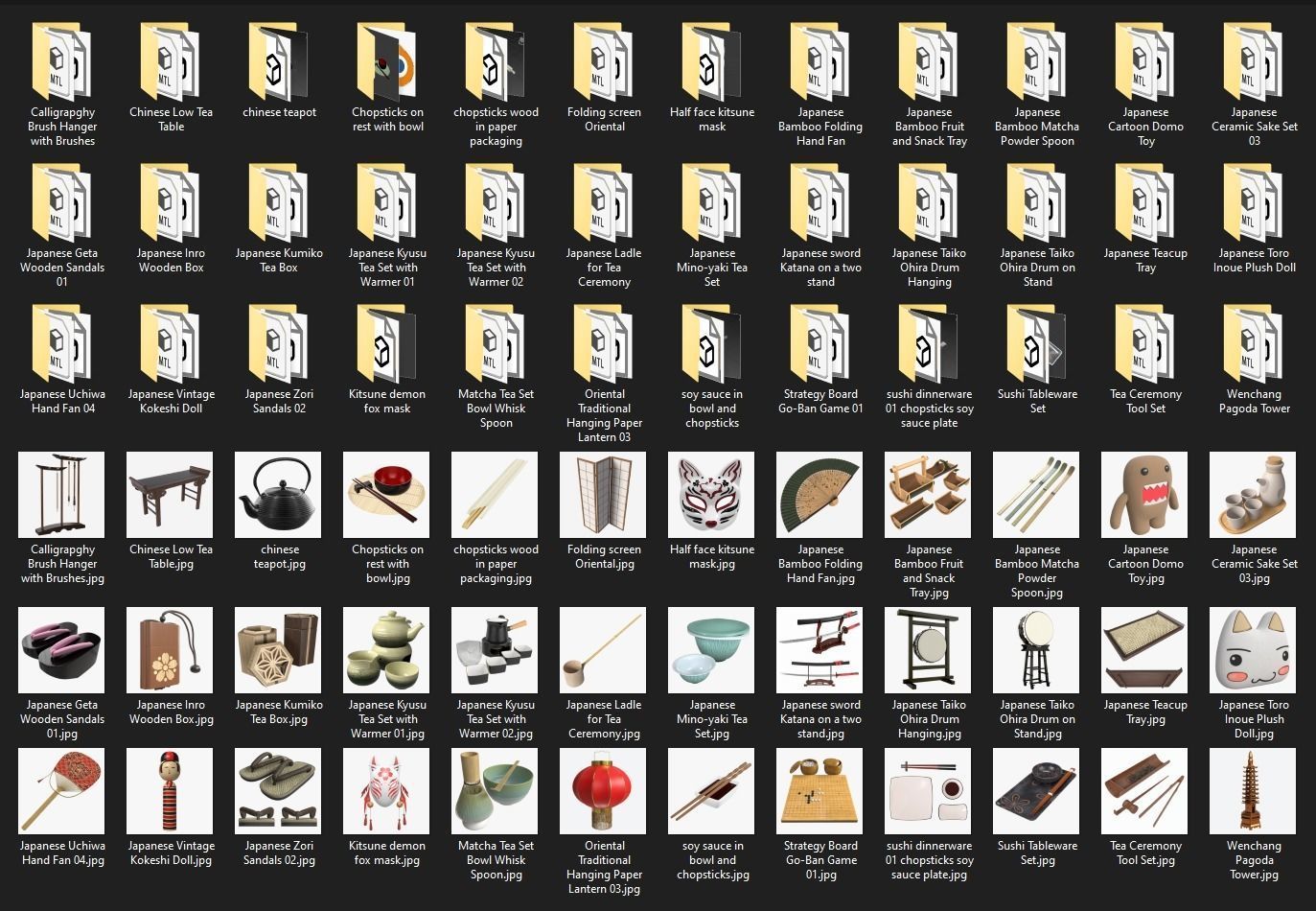 Japanese table items 3D model_6