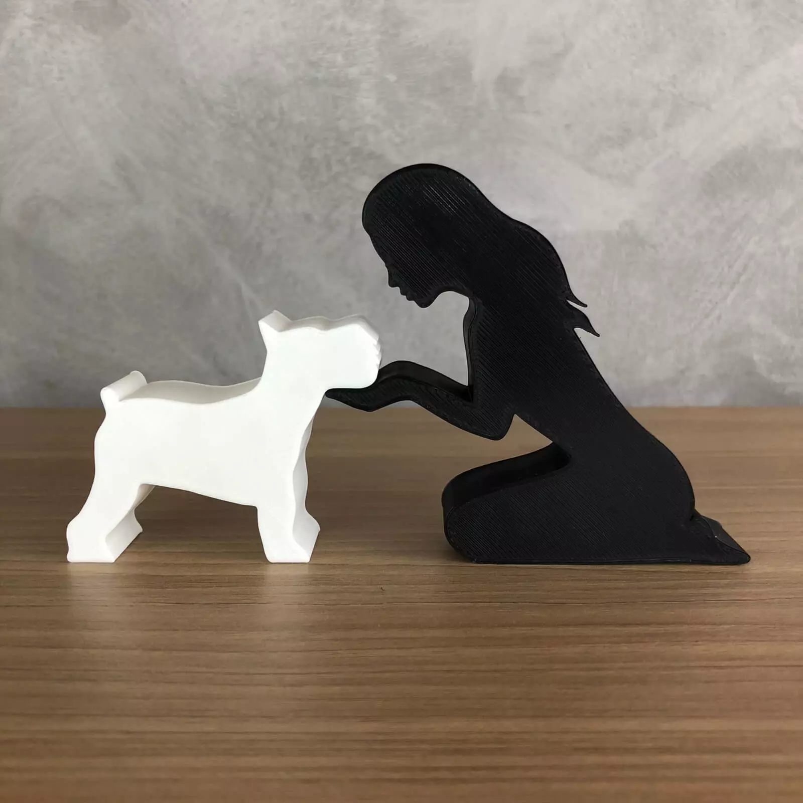 Girl and her Schnauzer -straight hair- for 3D printer 3D print model
