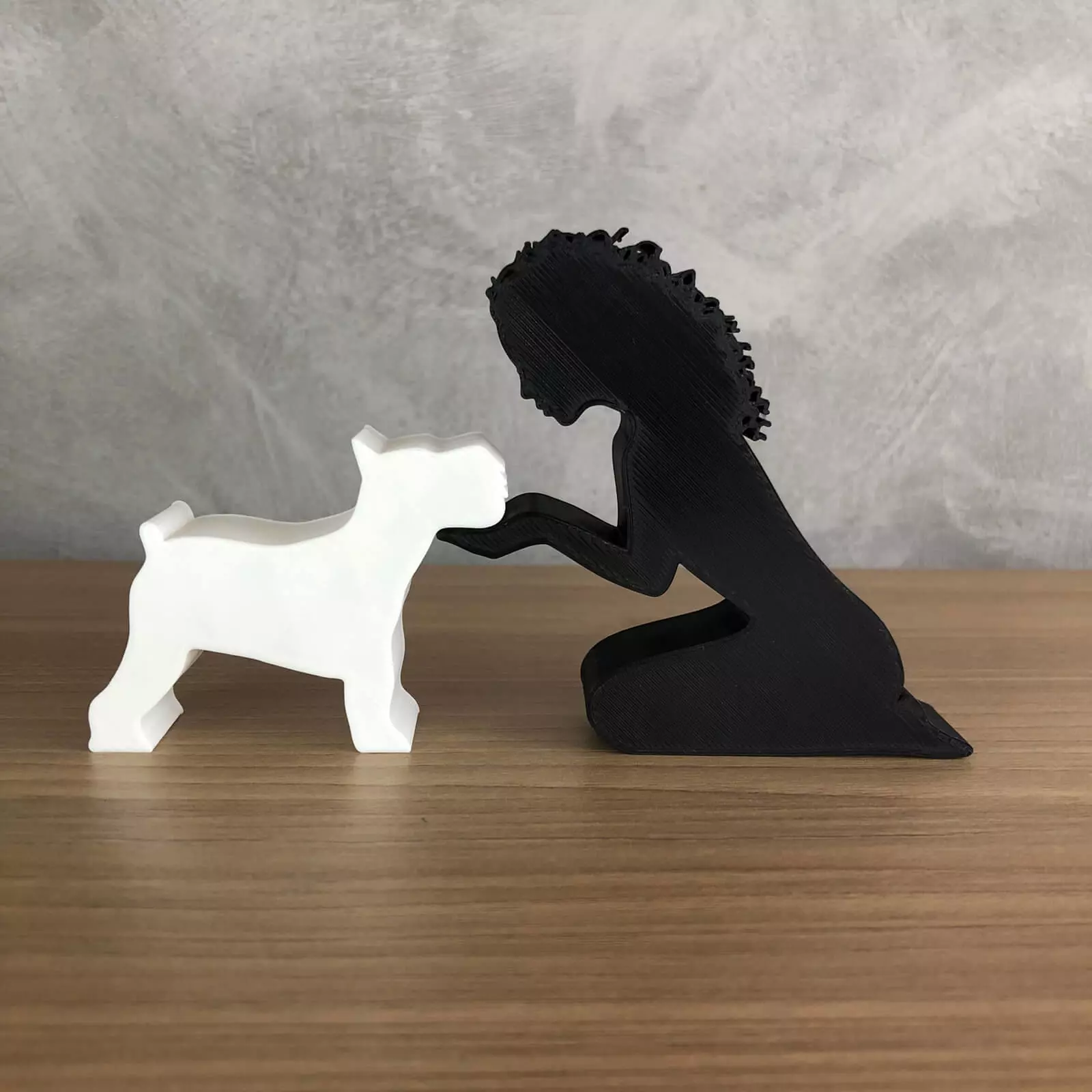 Girl and her Schnauzer -wavy hair- for 3D printer or laser cut 3D print model