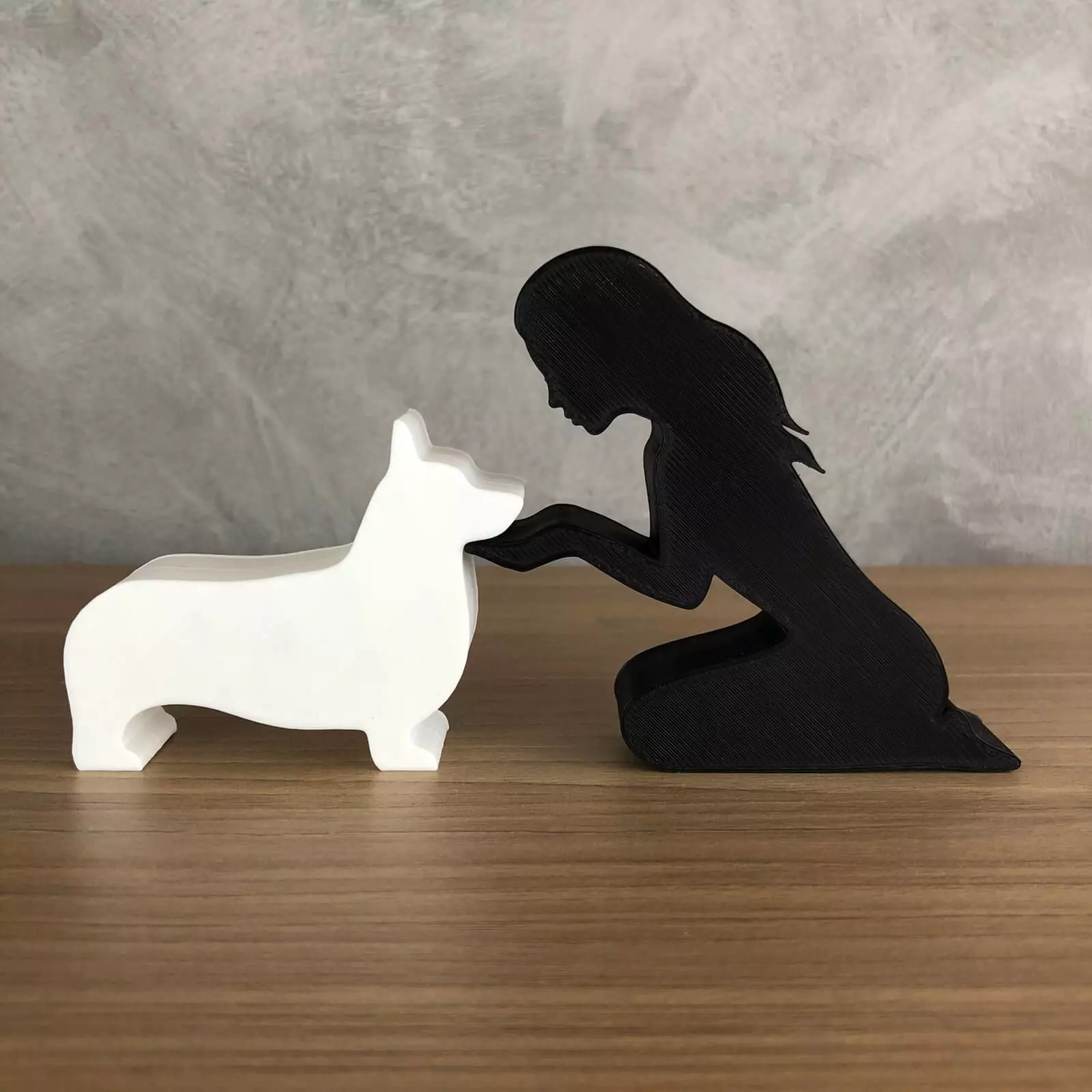 Girl and her Corgi -straight hair- for 3D printer 3D print model