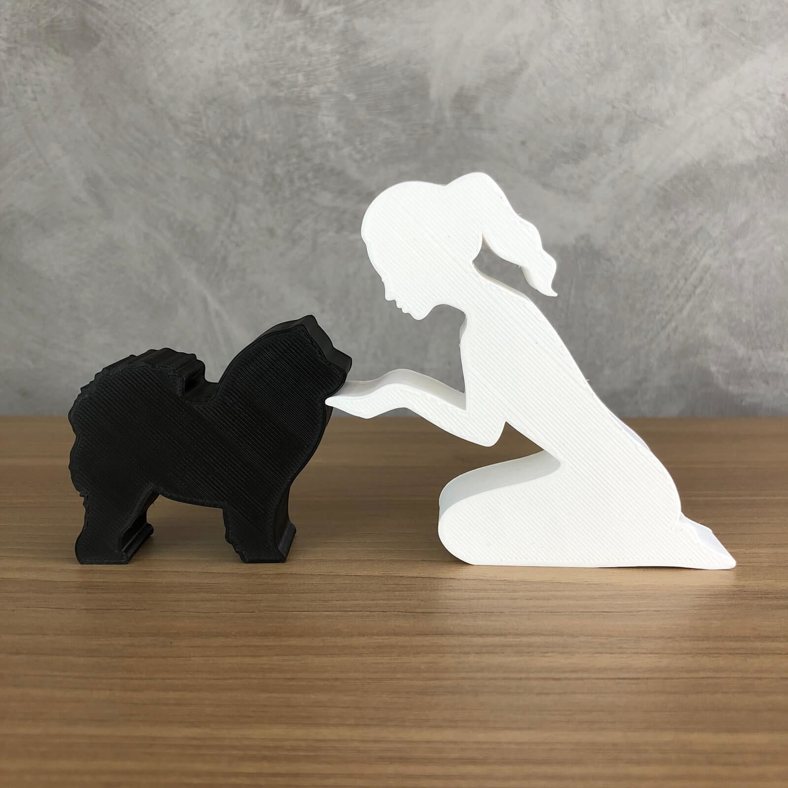 Girl and her Chow Chow -afro hair- for 3D printer or laser cut 3D print model_2