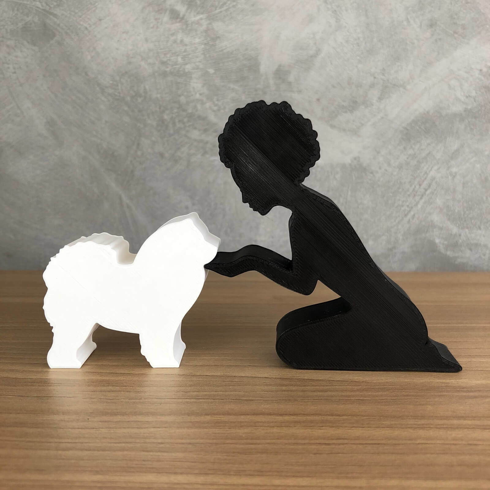 Girl and her Chow Chow -afro hair- for 3D printer or laser cut 3D print model_1
