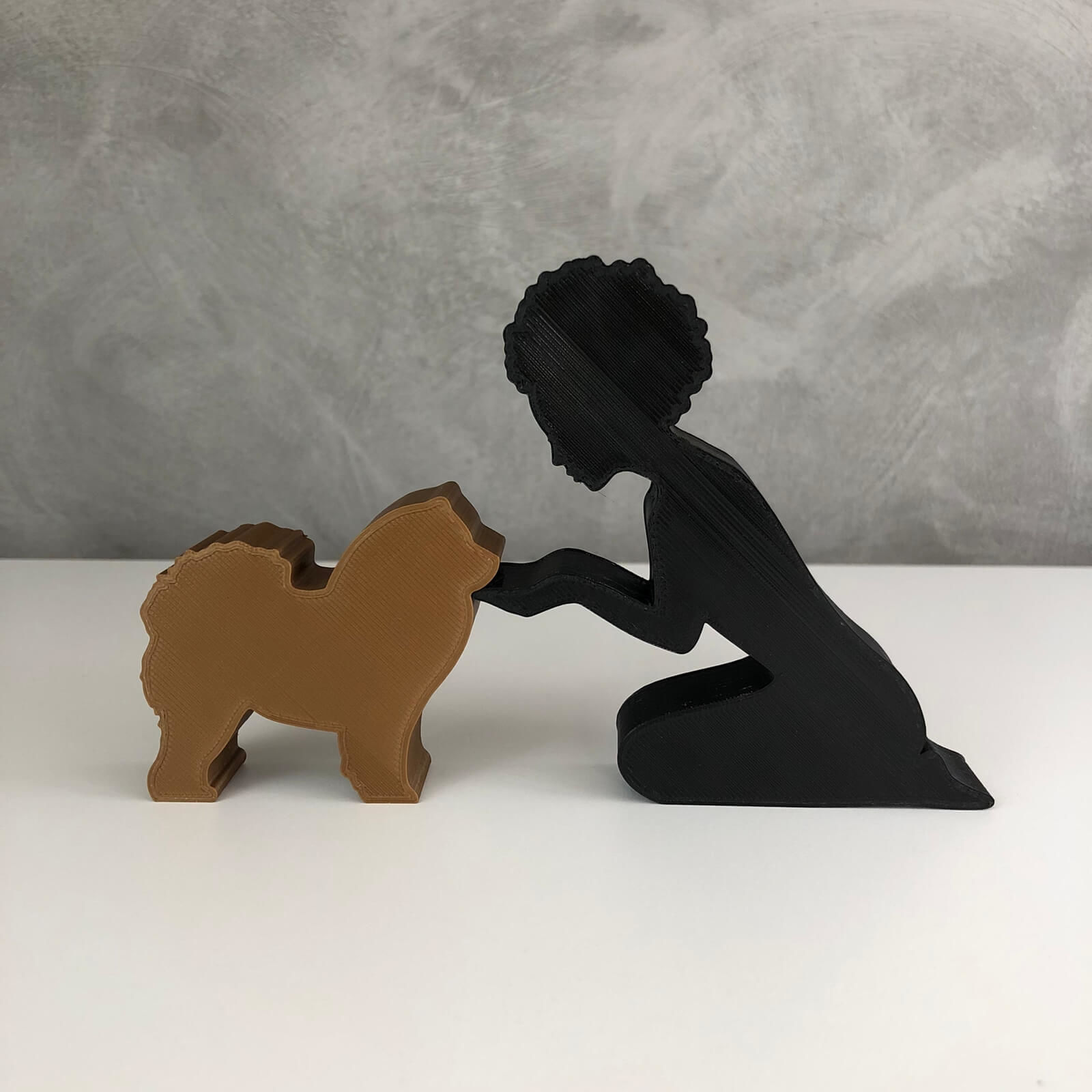 Girl and her Chow Chow -afro hair- for 3D printer or laser cut 3D print model_3