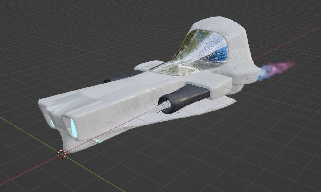 Sci-Fi Shuttle Low-poly 3D model_2