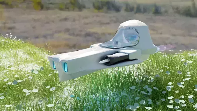 Sci-Fi Shuttle Low-poly 3D model