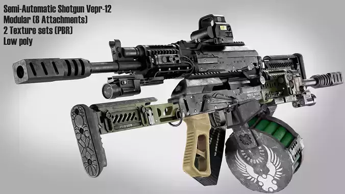 Vepr-12 Modular Semi-Automatic Shotgun  Low-poly 3D model