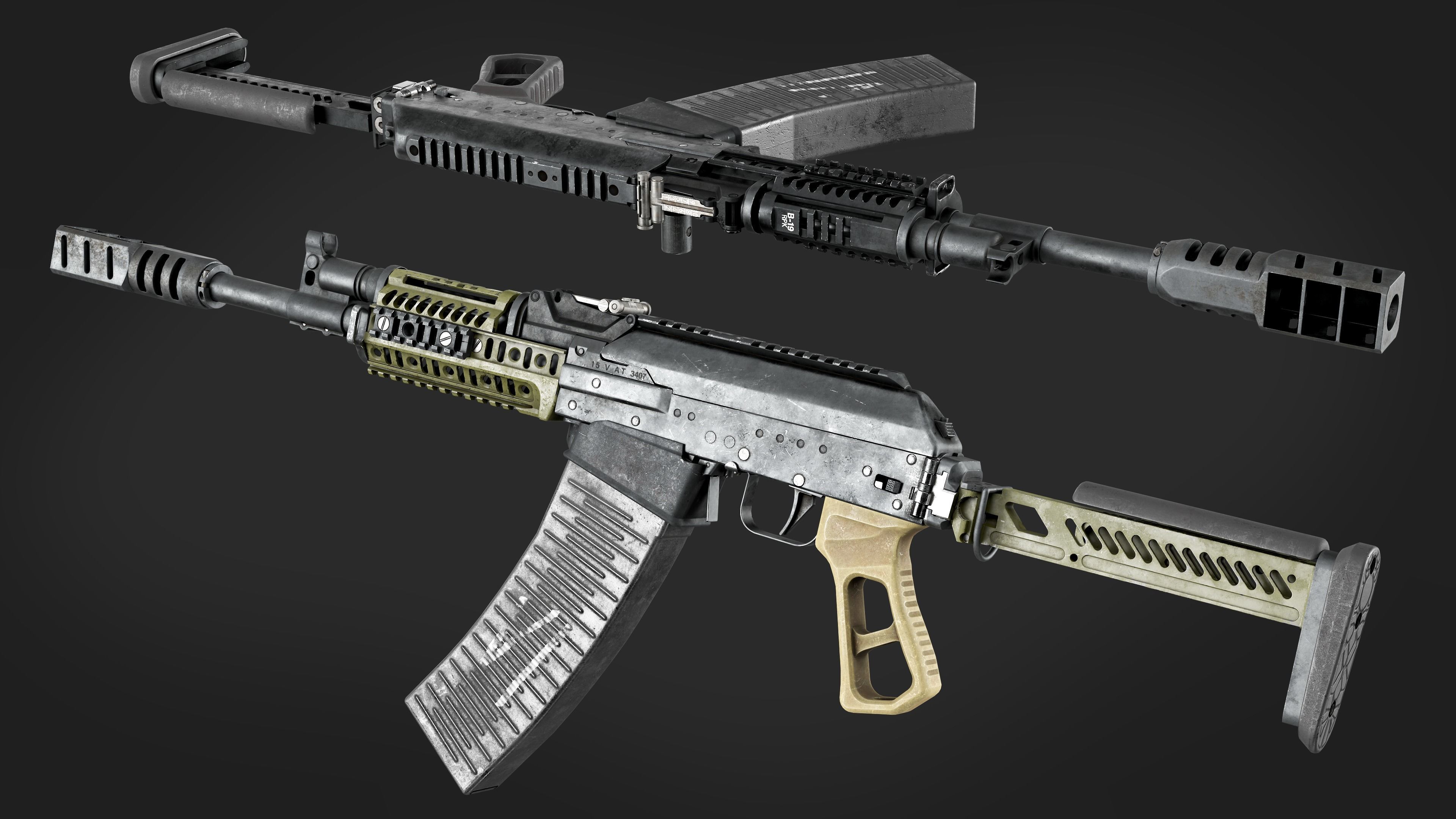 Vepr-12 Modular Semi-Automatic Shotgun  Low-poly 3D model_9