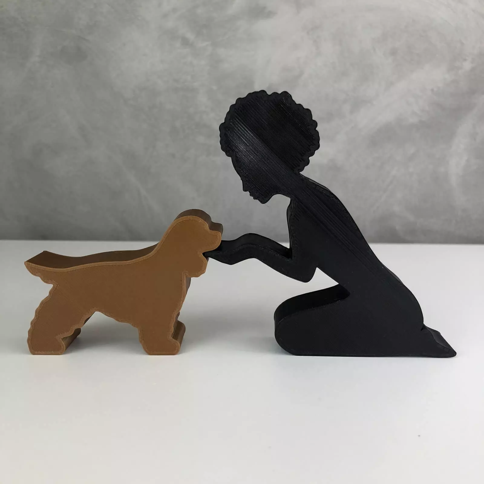 Girl and her Cocker -afro hair- for 3D printer or laser cut 3D print model