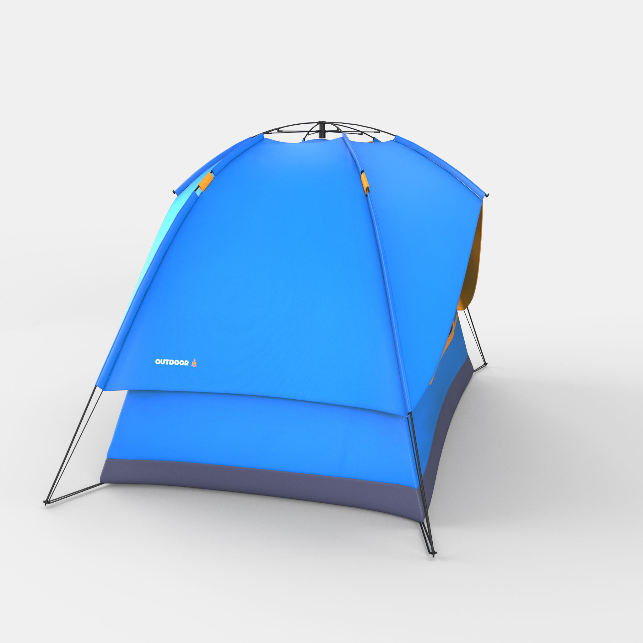 Blue polyester camping tent 3D model_6