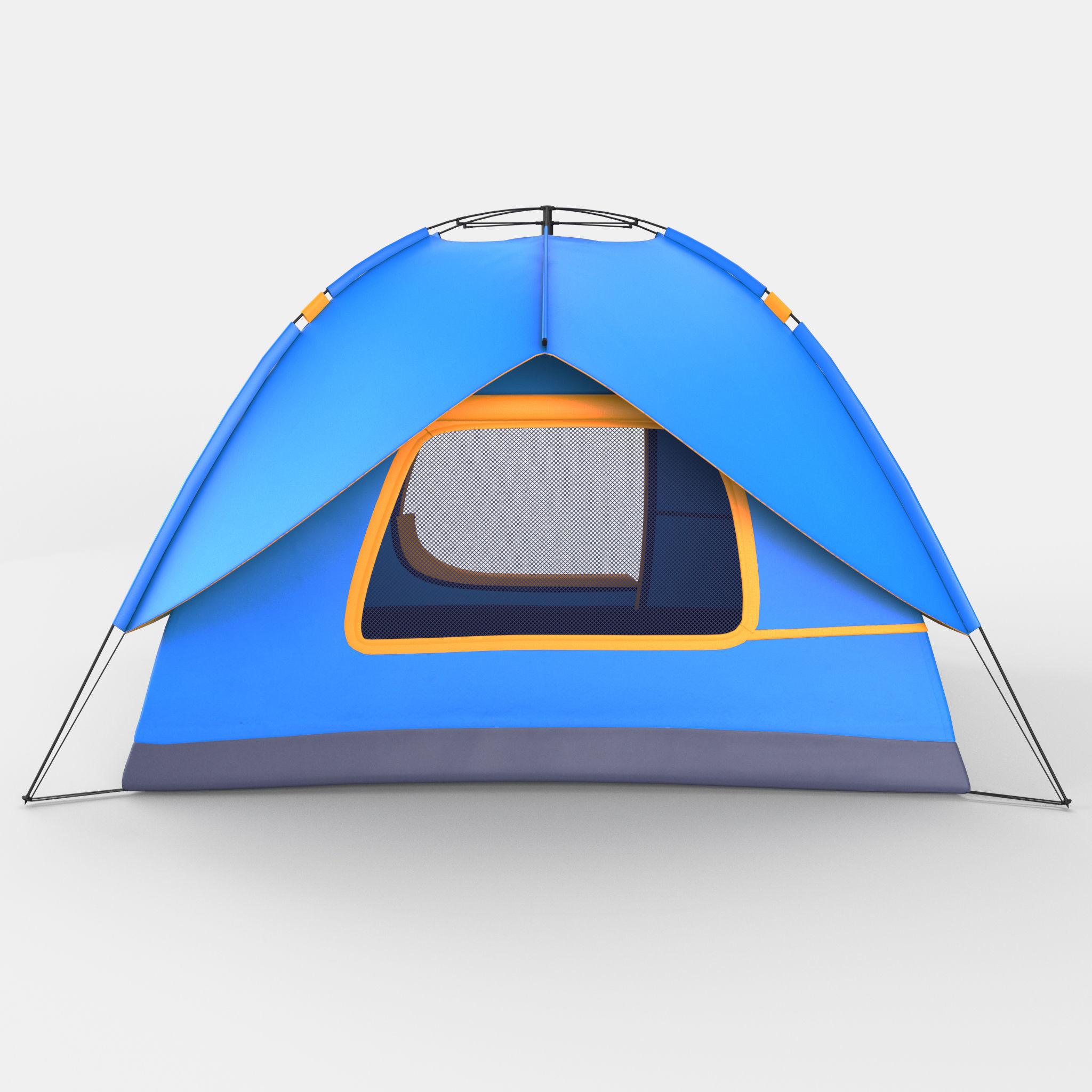 Blue polyester camping tent 3D model_5
