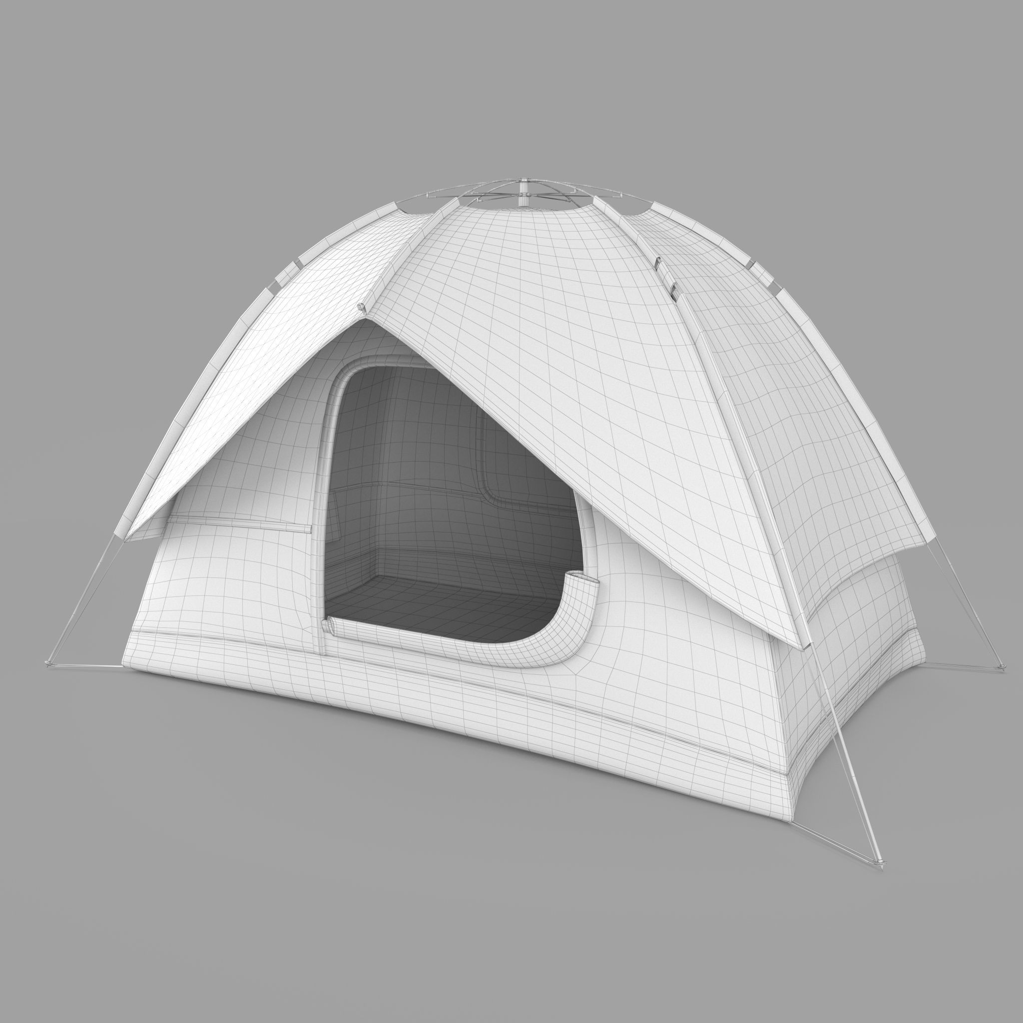 Blue polyester camping tent 3D model_7