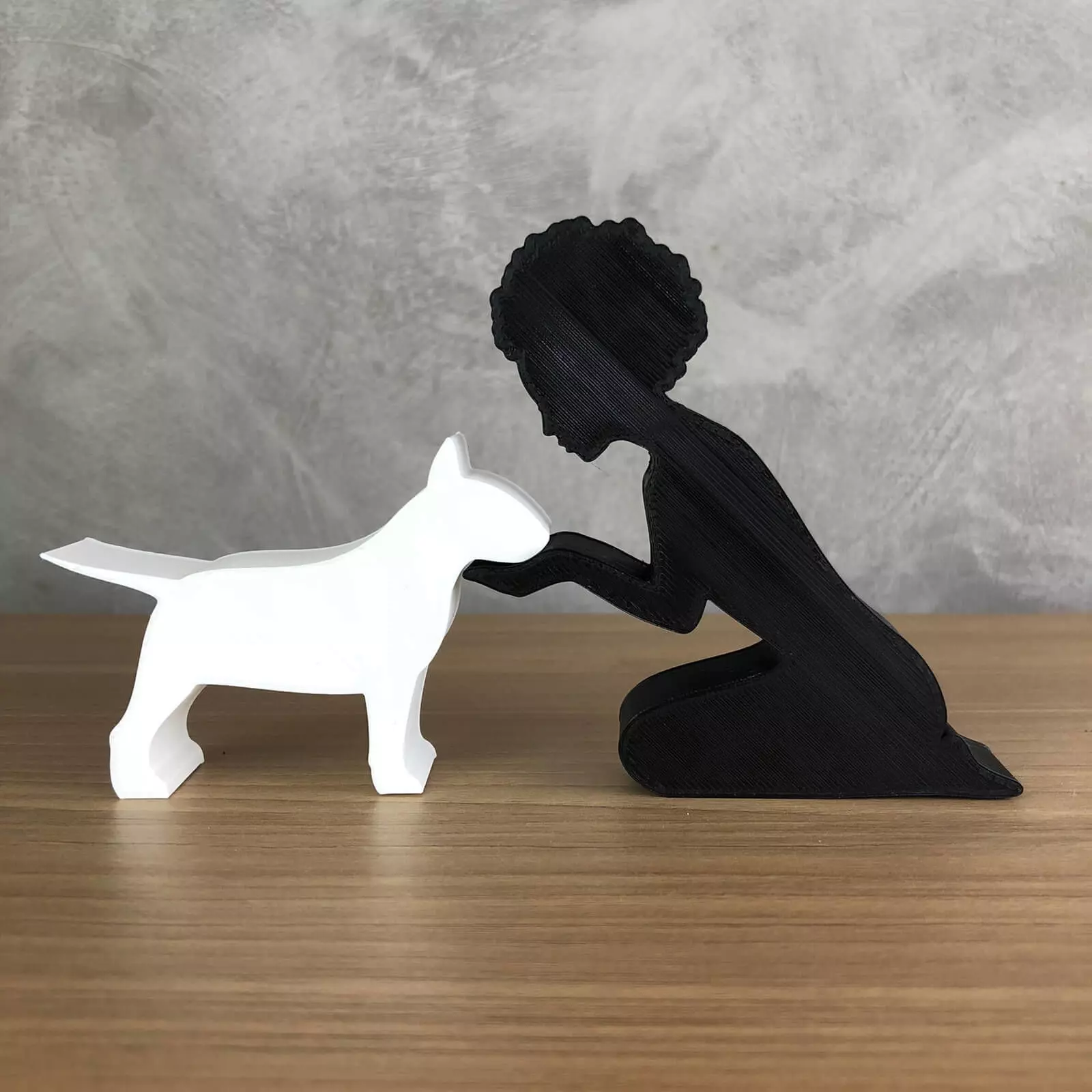 Girl and her Bull Terrier -afro hair- for 3D printer 3D print model