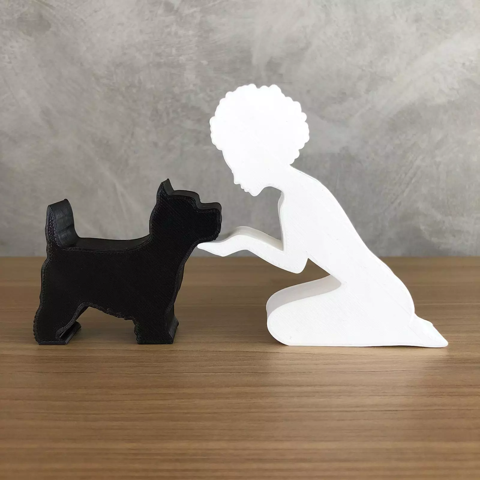 Girl and her West Terrier -afro hair- for 3D printer 3D print model