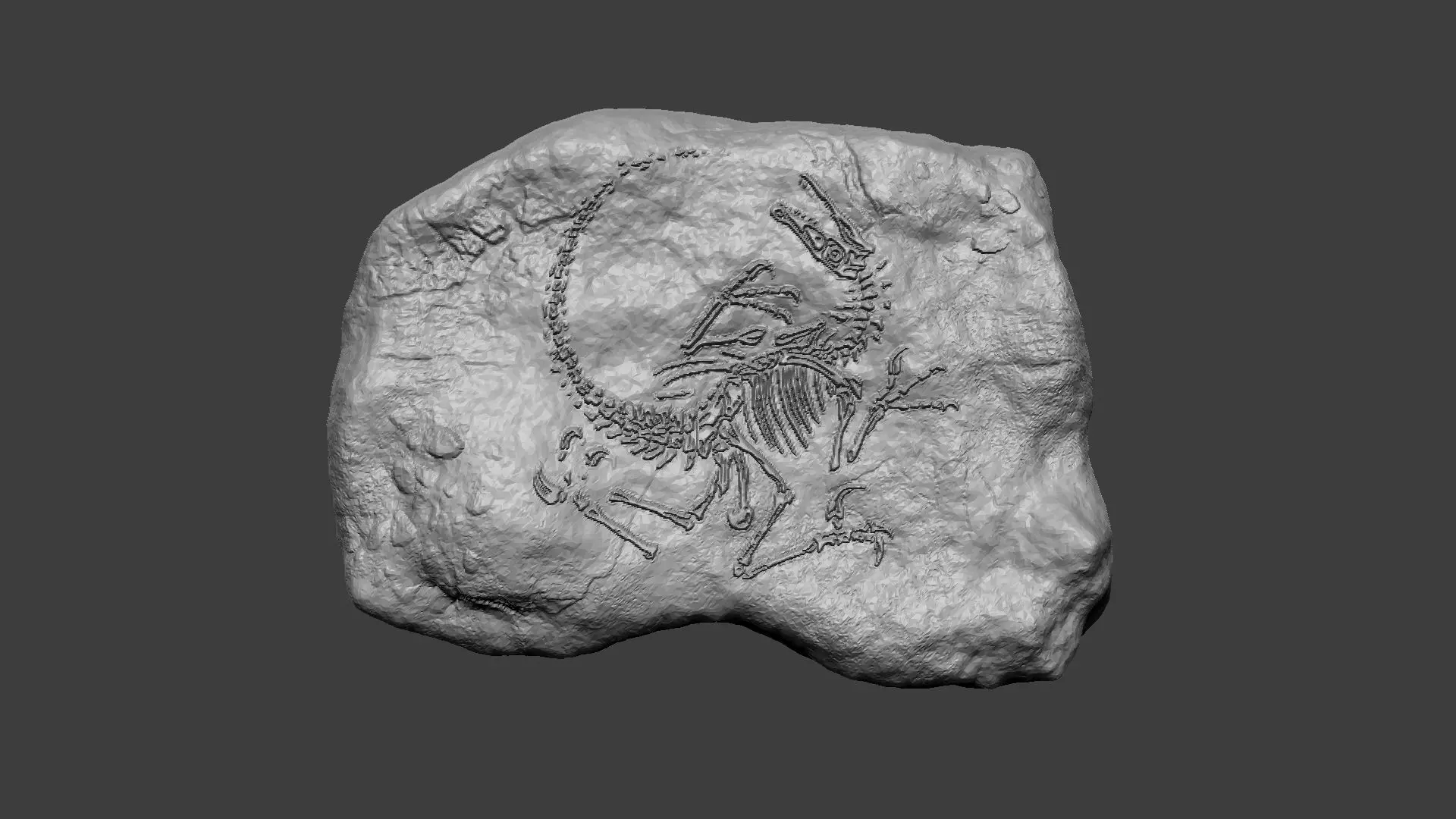 Velociraptor Complete Mineral Fossile - Realistic Printable  3D print model_0