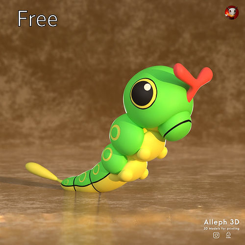 Pokemon caterpie Free 3D print model