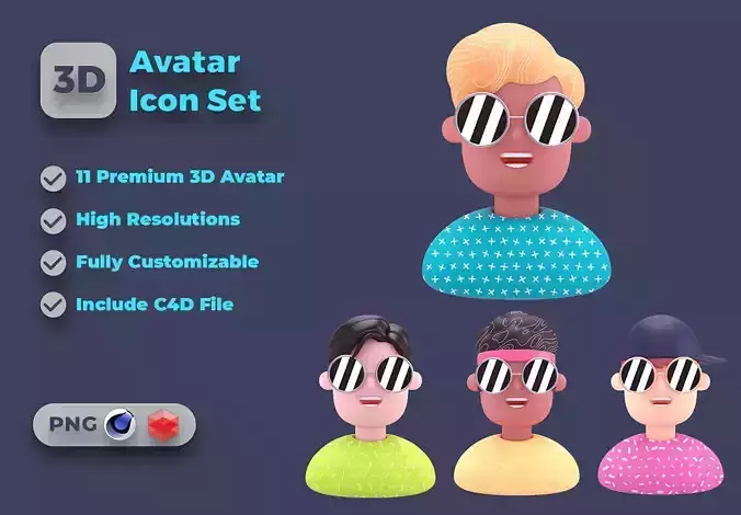 Avatar 3D Illustration Pack Low-poly 3D model