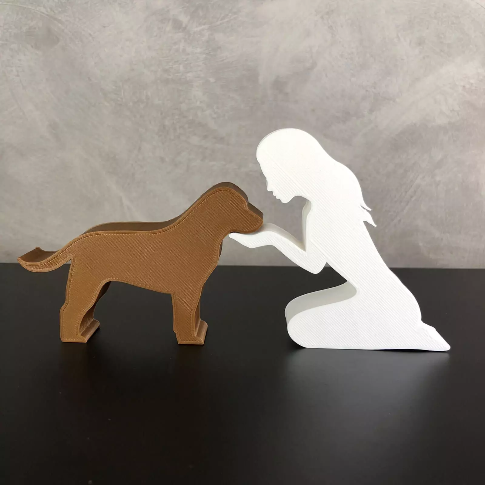 Girl and her Labrador Retriever -straight hair- for 3D printer 3D print model