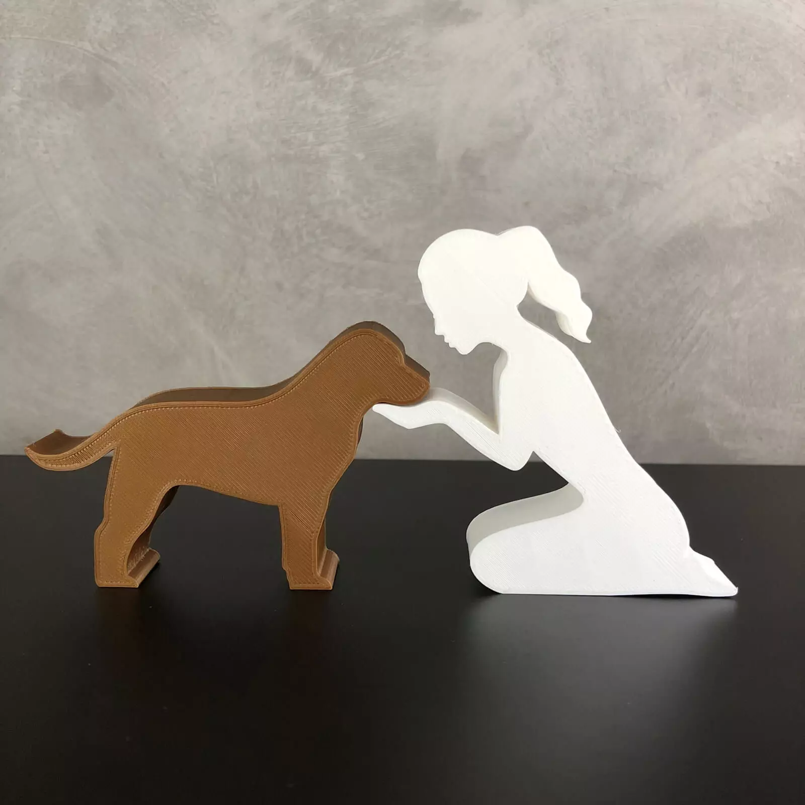 Girl and her Labrador Retriever -tied hair- for 3D printer 3D print model