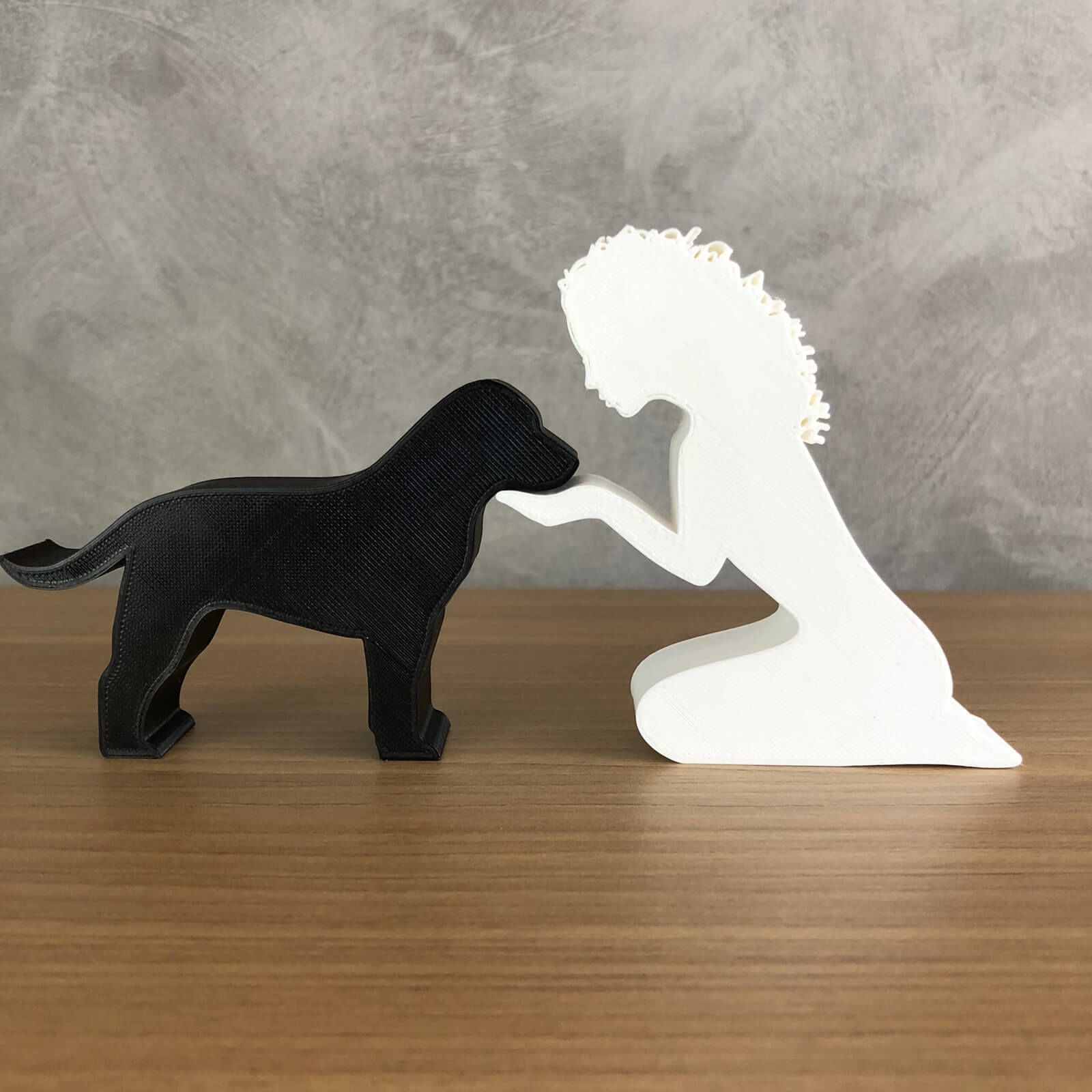 Girl and her Labrador Retriever -wavy hair- for 3D printer  3D print model_3
