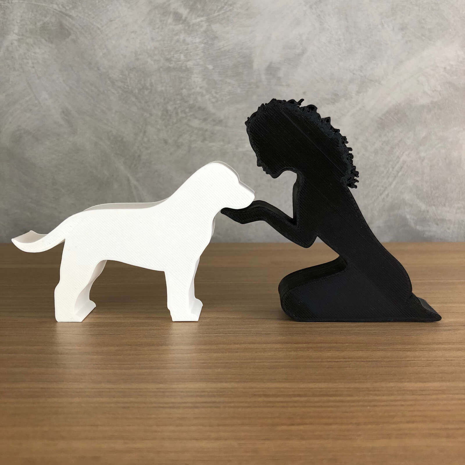 Girl and her Labrador Retriever -wavy hair- for 3D printer  3D print model_2