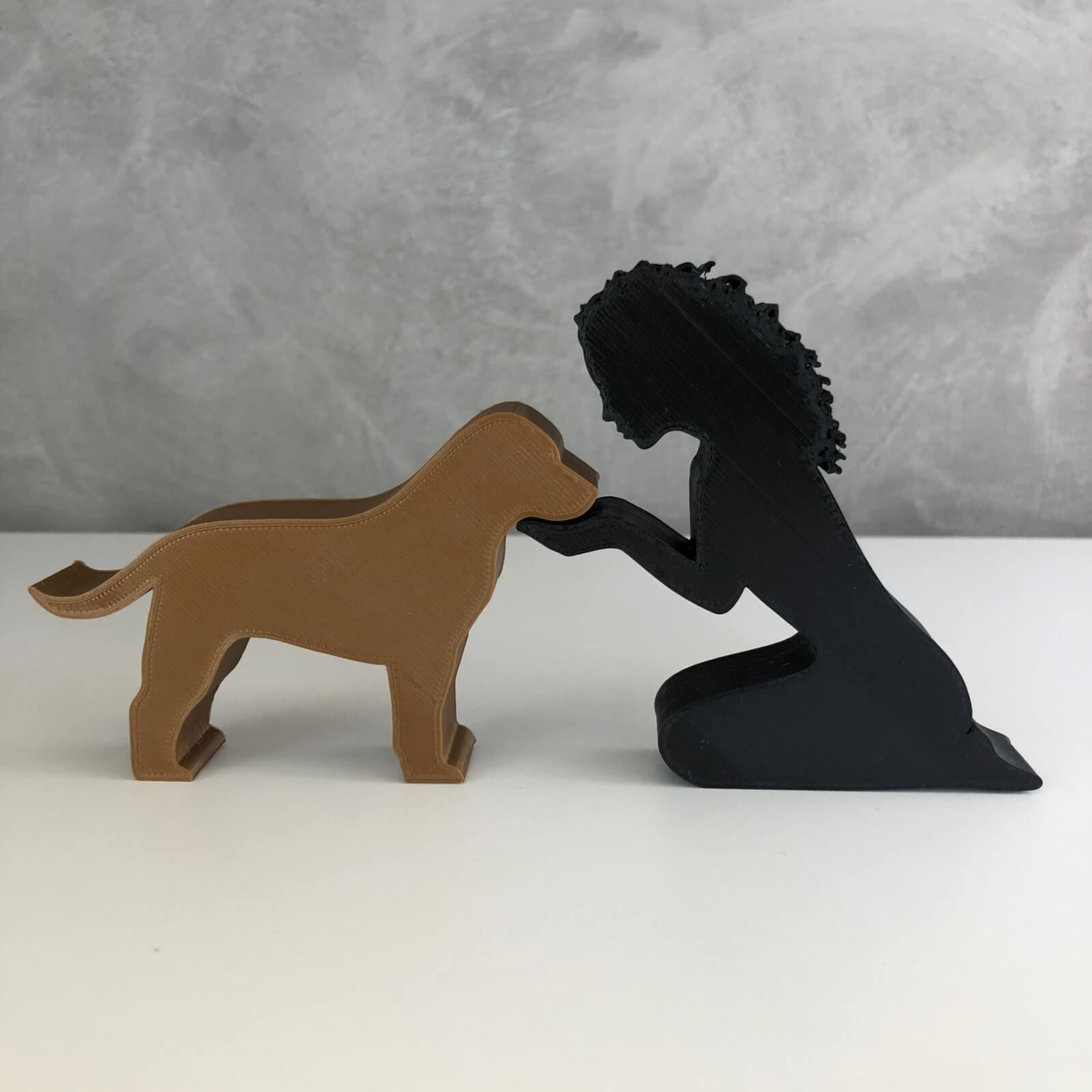 Girl and her Labrador Retriever -wavy hair- for 3D printer  3D print model_1