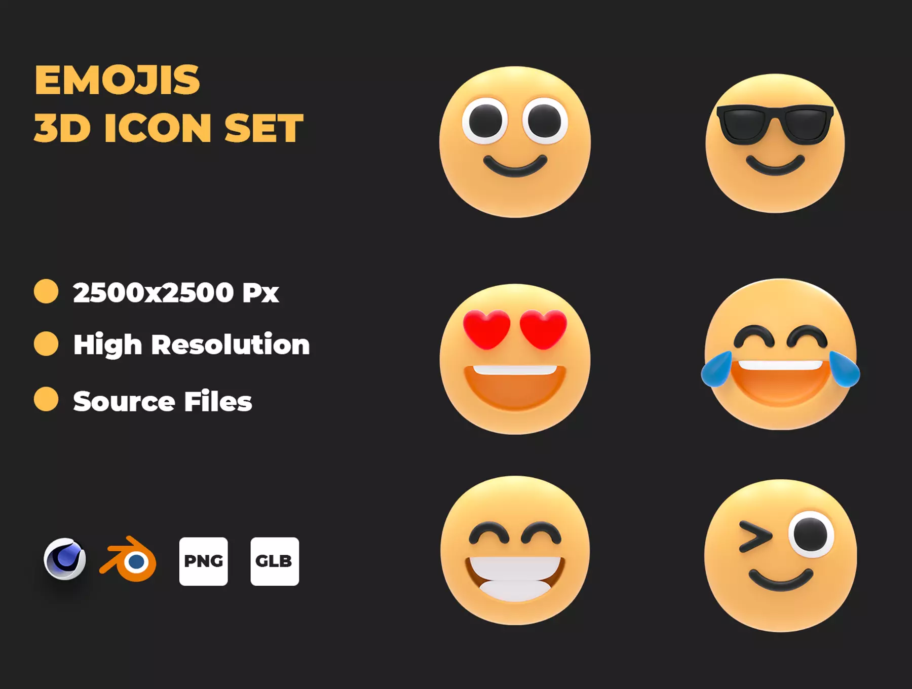Emojis 3D Icon Pack  Low-poly 3D model_0