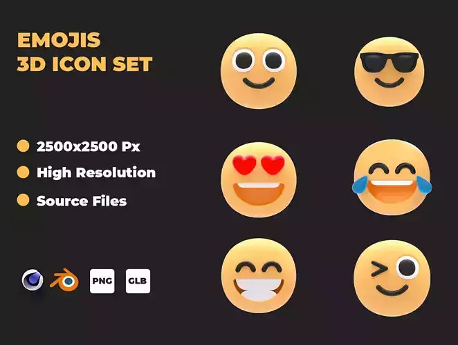 Emojis 3D Icon Pack  Low-poly 3D model